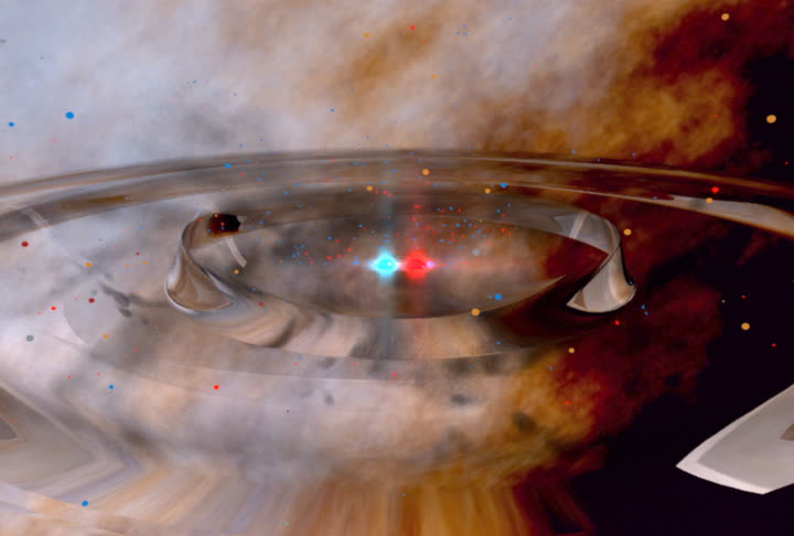 Artistic rendition of colliding black holes, NASA image